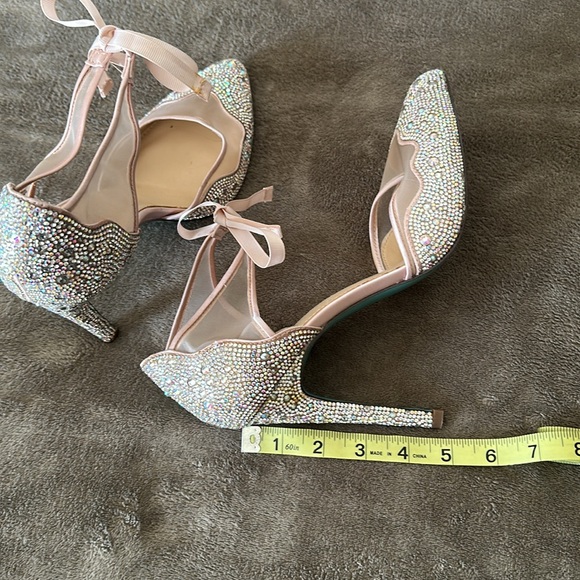 Betsey Johnson Silver Rhinestone Heels - Picture 4 of 11
